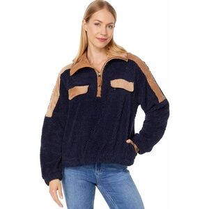 Faherty Mix Cord Fleece Pullover Navy Large